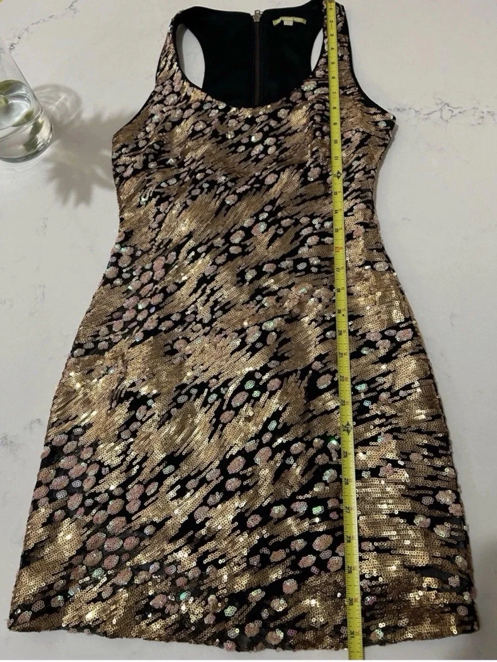 Gianni Bini Black & Gold Sequin Mini Dress - Picture 7 of 7